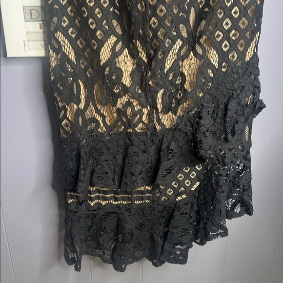 Anthropologie Current air black embroidered lace ruffled midi skirt - Picture 2 of 6